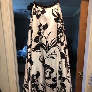 Black and white flower prom dress